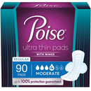 Poise Ultra Thin Pads with Wings, Moderate Absorbency, Regular (90 ct.)