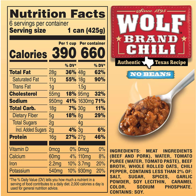 Wolf Brand "No Bean" Chili (15oz., 6pk.)