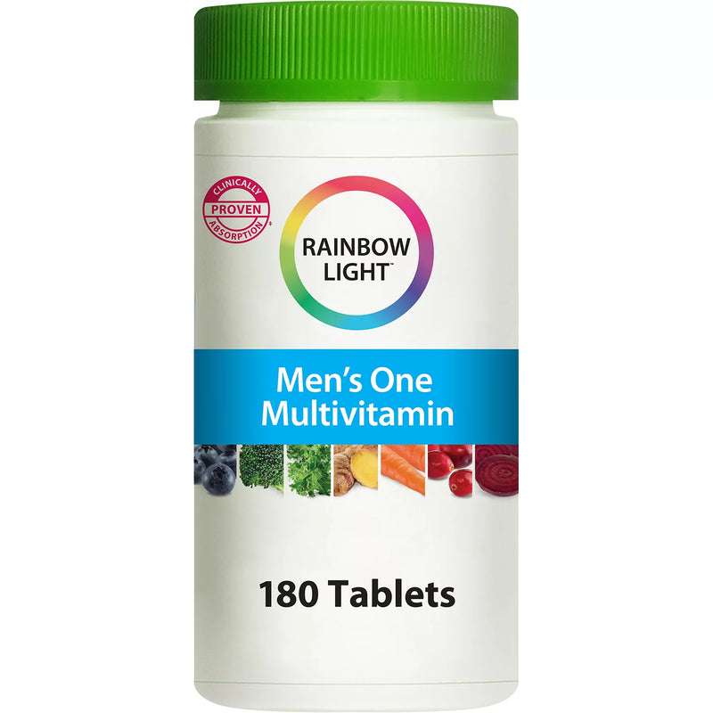 Rainbow Light Men's One Non-GMO 프로젝트 검증된 종합 비타민 플러스 슈퍼푸드 및 프로바이오틱스(180캐럿)