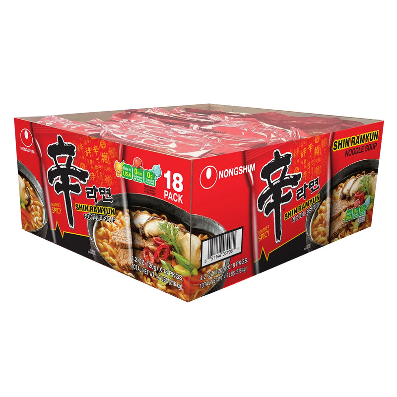 Nongshim Shin Ramyun Spicy Beef Ramen Noodle Soup (4.02 oz., 18 ct.)