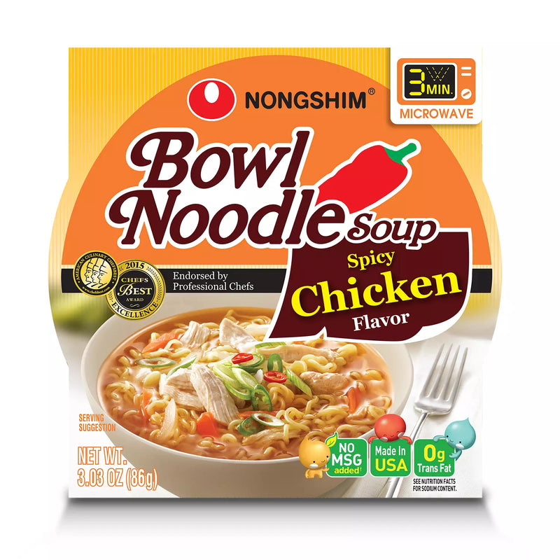 Nongshim Bowl Noodle Soup, Spicy Chicken (3.03 oz., 12 pk.)