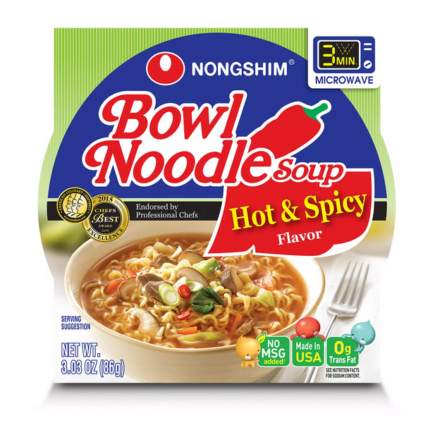 Nongshim Bowl Noodle Hot and Spicy Beef Ramyun Bowl (3.03 oz., 18 ct.)