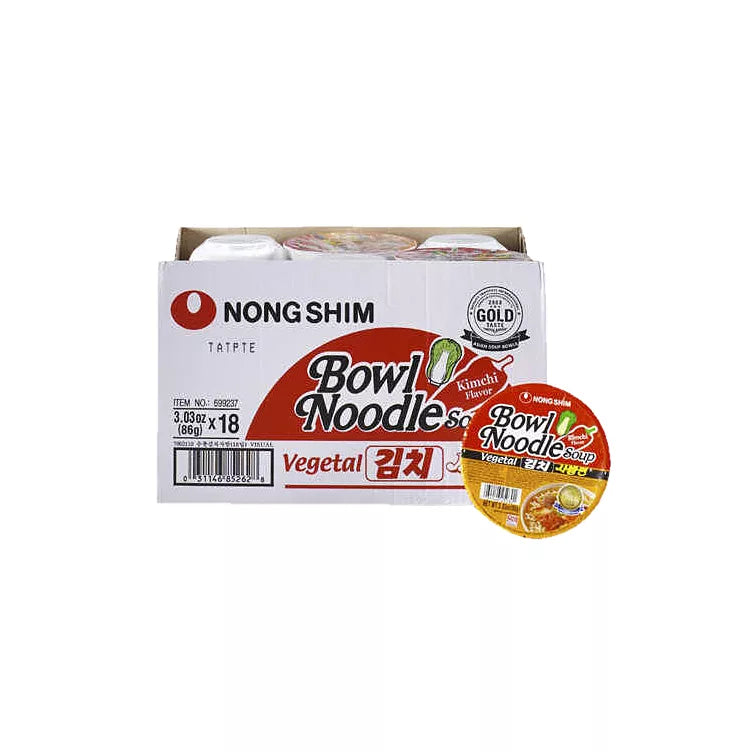 Nongshim Bowl Noodle Spicy Kimchi Ramyun Bowl (3.03 oz., 18 ct.)