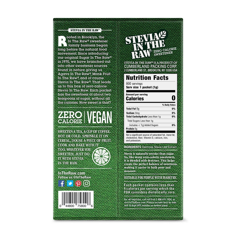 Stevia In The Raw Plant-Based Zero Calorie Sweetener Packets (800 ct.)