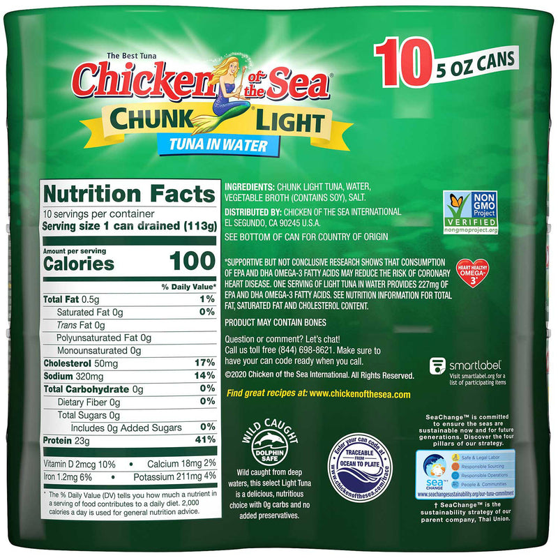 Chicken of the Sea Chunk Light Tuna in Water (5 oz., 10 pk.)