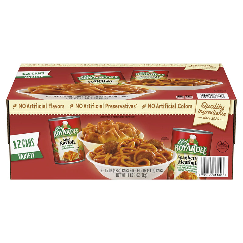 Chef Boyardee Variety Pack Spaghetti and Meatballs Mini Ravioli (12 pk.)