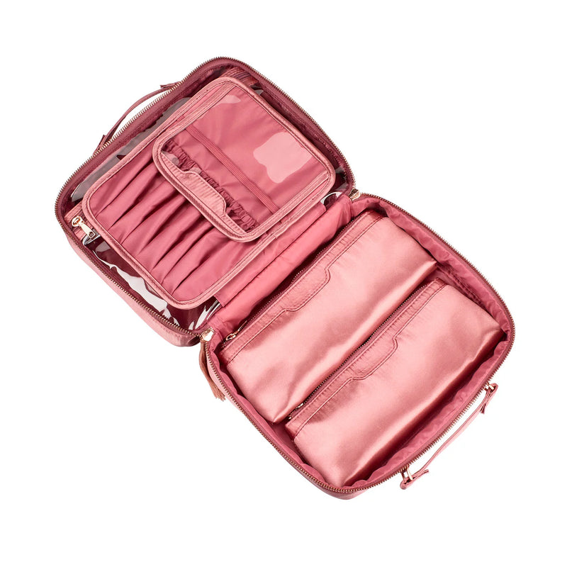 Tartan + Twine Deluxe Weekender Case, Pink Velvet - 6 Piece Set