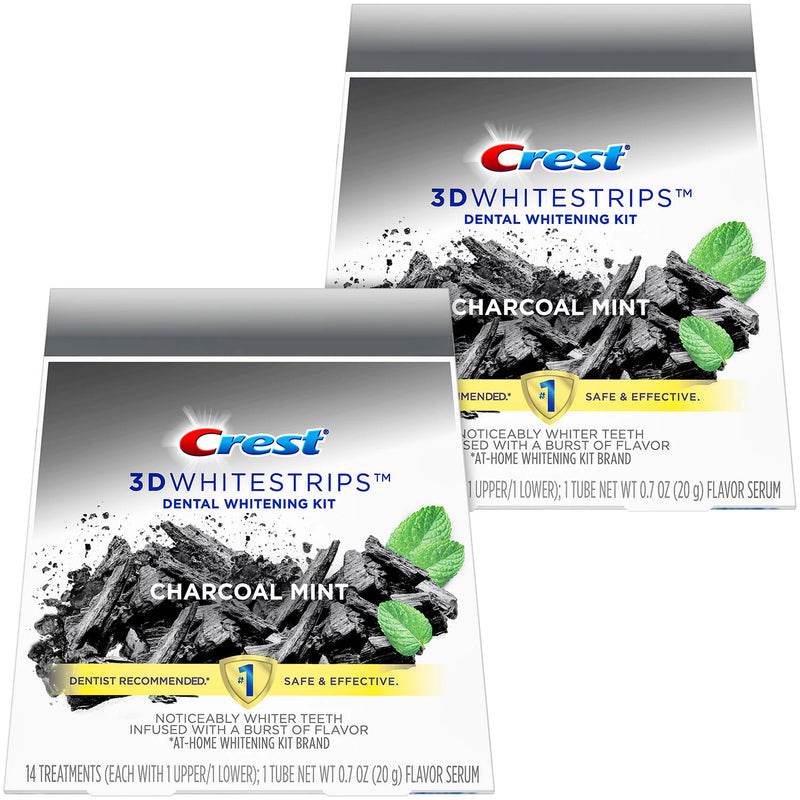 Crest 3D Whitestrips Charcoal Mint, Dental Whitening Kit + 2 Tube of Flavor Serum (56 ct.)