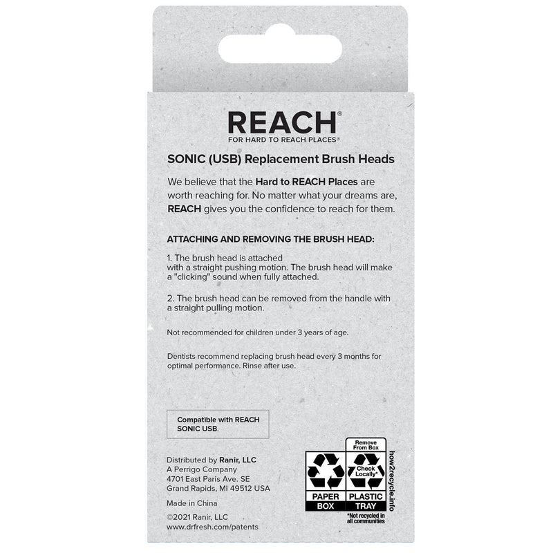 REACH Sonic Toothbrush and Replacement Brush Heads Bundle
