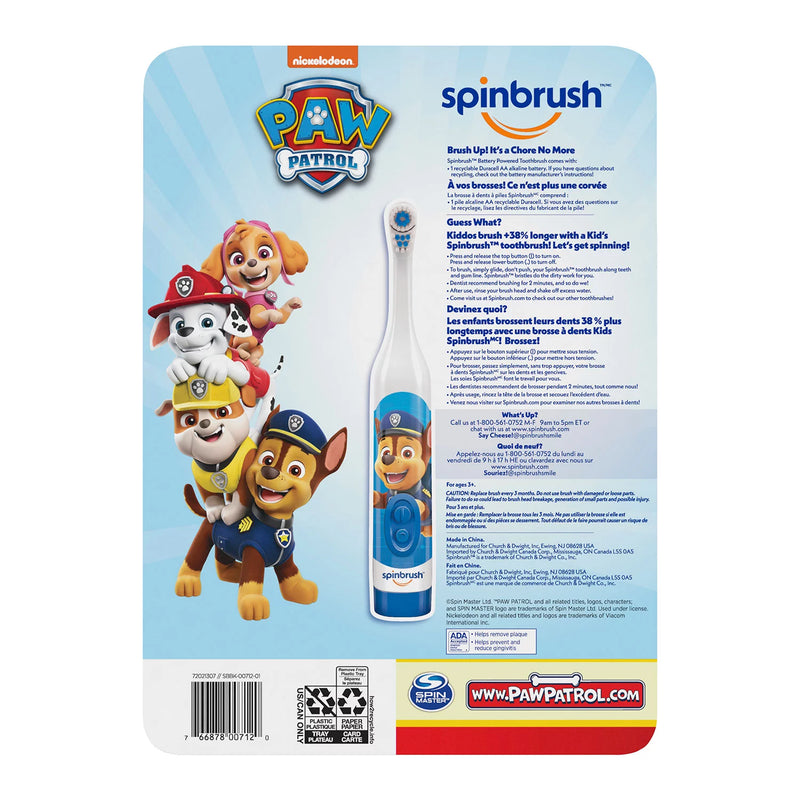 Spinbrush Kids PAW Patrol Kid’s Spinbrush Electric Battery Toothbrush (4 pk.)