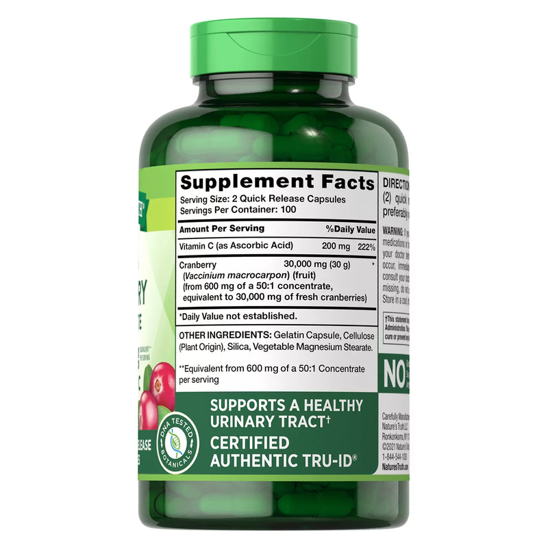 Nature's Truth Triple Strength Cranberry Concentrate 30,000 mg (200 ct.)