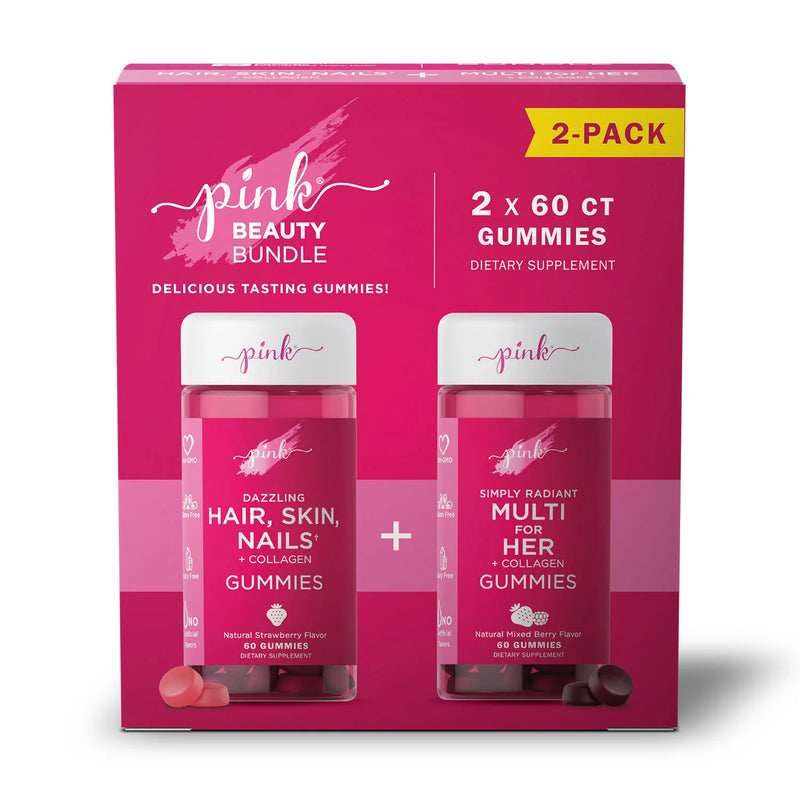 Pink Beauty Bundle: Multi Vitamin for Her & Hair, Skin, & Nails Gummies (60 ct./pk.)