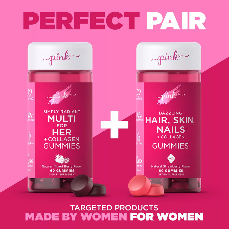 Pink Beauty Bundle: Multi Vitamin for Her & Hair, Skin, & Nails Gummies (60 ct./pk.)