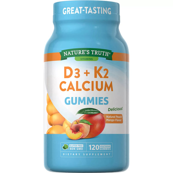 Nature's Truth D3 + K2 Calcium Gummies, Natural Peach Mango (120 ct.)