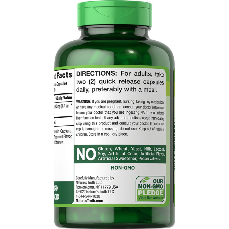 Nature's Truth NAC 1,200 mg., N-Acetyl Cysteine, Quick Release Capsules (200 ct.)