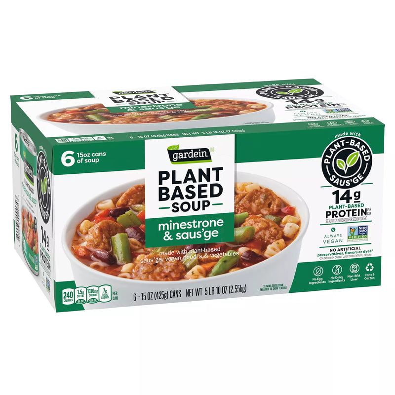 Gardein Plant Based Minestrone & Saus'ge Soup (15 oz., 6 pk.)