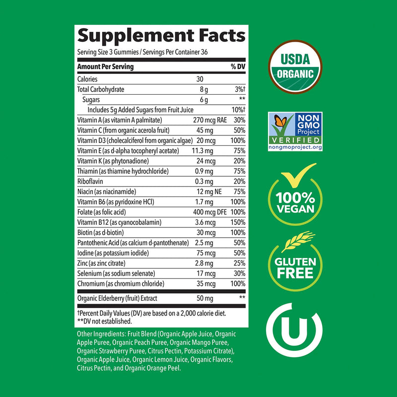 Fruily Organic Adult 50+ 리얼 과일 젤리 종합 비타민 (108 ct.)