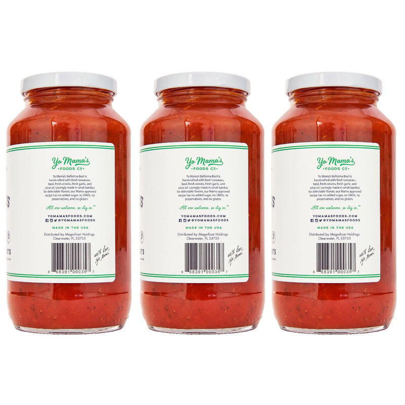 Yo Mama's Foods Low-Sodium Pasta Sauce, Tomato Basil (25 oz., 3 pk.)