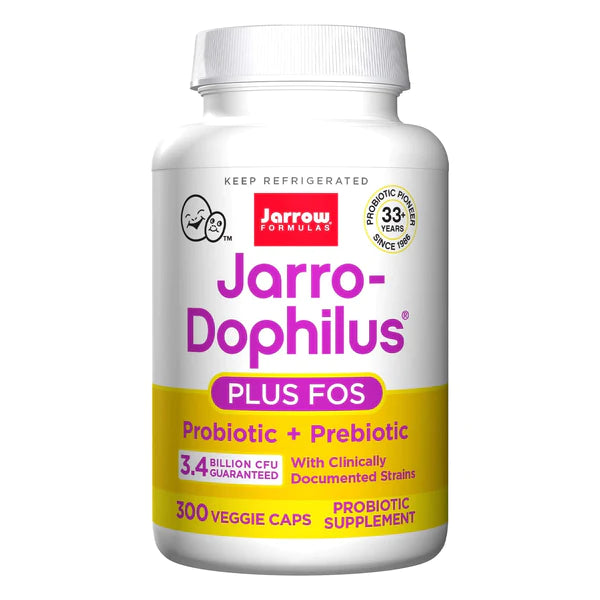 Jarrow Formulas Jarro-Dophilus + FOS 34억 오가니스 300 식물성 캡슐