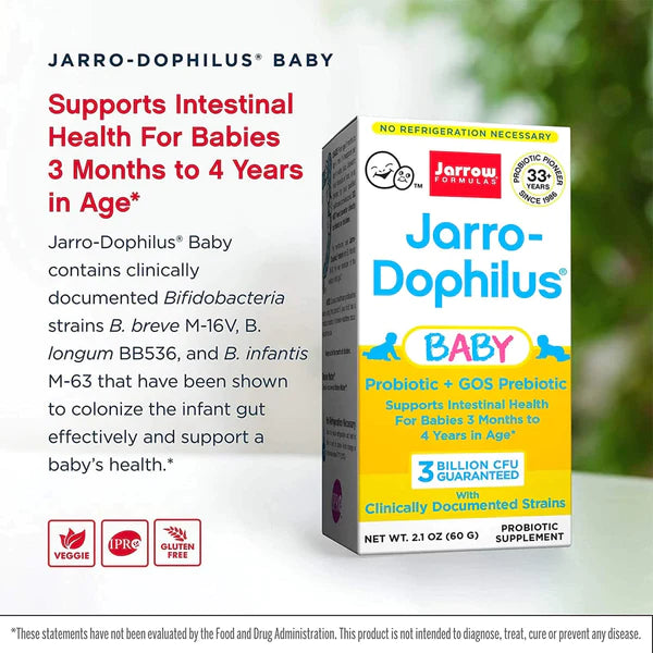Jarrow Formulas Jarro-Dophilus Baby 赤ちゃんのプロバイオティクス 3 か月 4 年 30 億人が生きています