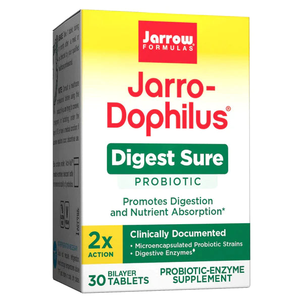 صيغة Jarrow Formulas Jarro-Dophilus 5 مليار CFU + Digest Sure 30 قرصًا ثنائي الطبقات