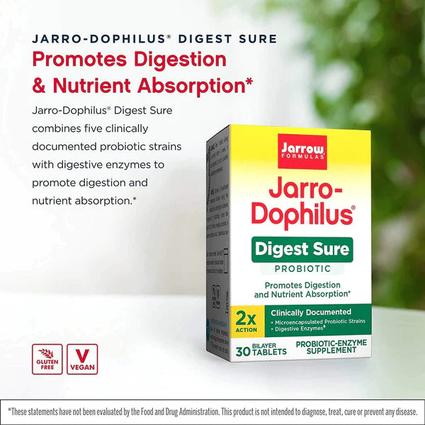 Jarrow Formulas Jarro-Dophilus 5 Billion CFU + Digest Sure 30 Bilayer Tablets