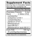 Jarrow Formulas Jarro-Dophilus Kids Probiotic + Prebiotic Sugar Free Natural Raspberry Flavor 1 Billion Live Bacteria 60 Chewable Tablets