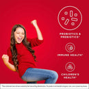 Jarrow Formulas Jarro-Dophilus Kids Probiotic + Prebiotic Sugar Free Natural Raspberry Flavor 1 Billion Live Bacteria 60 Chewable Tablets