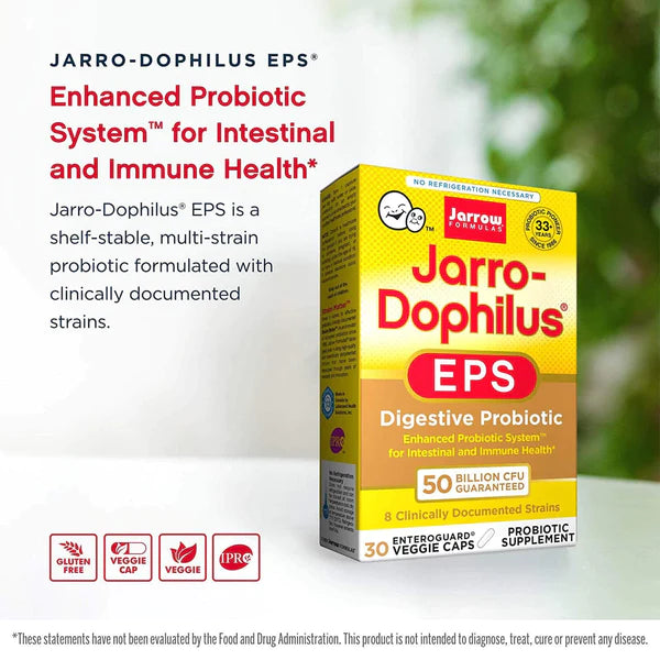 Jarrow Formulas Jarro-Dophilus EPS 50 Billion 30 Enteroguard Veggie Caps وفر 30٪