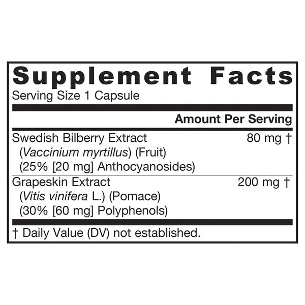 Jarrow Formulas Bilberry + Grapeskin Polyphenols 120 Veggie Caps