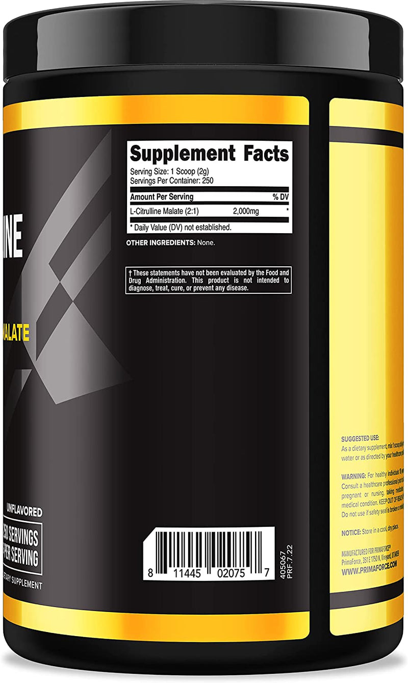 PrimaForce L-Citrulline Malate Powder, Unflavored Pre Workout Supplement