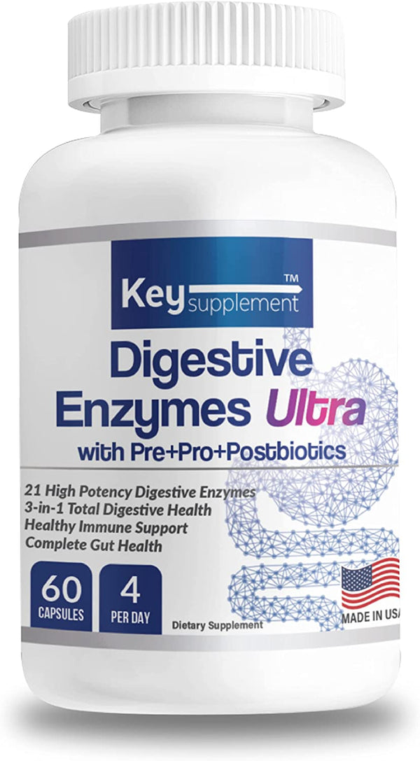 Pre+Pro+Postbiotics가 포함된 Digestive Enzymes Ultra, 21개의 고효능 소화 효소 