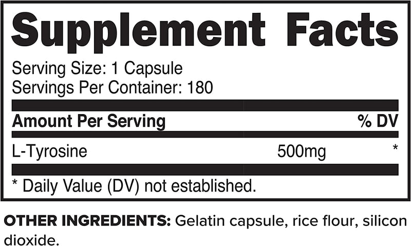 PrimaForce L-Tyrosine Supplement, 180 Capsules, 500mg Per Serving