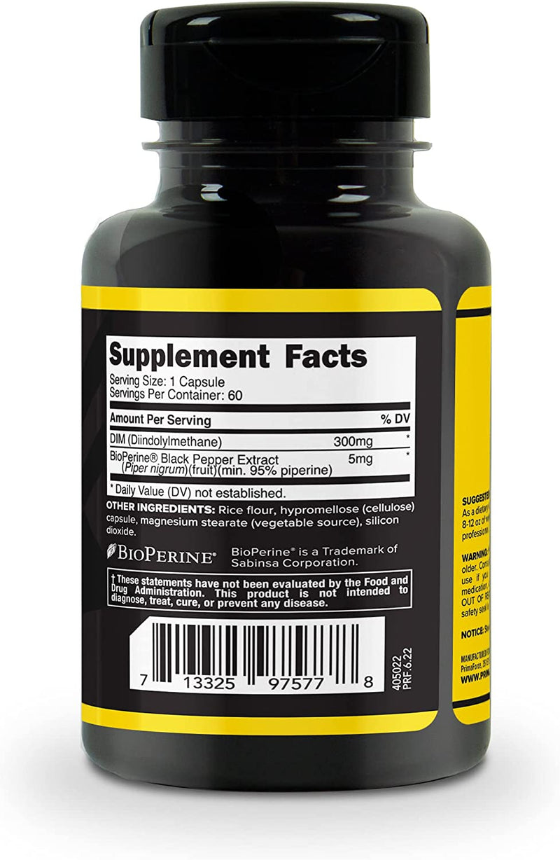 PrimaForce DIM Supplement (Diindolylmethane) 300mg, 60 Capsules