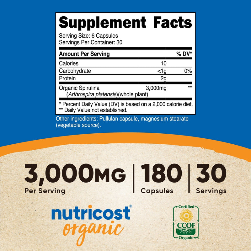 Nutricost Made With Organic Spirulina Capsules