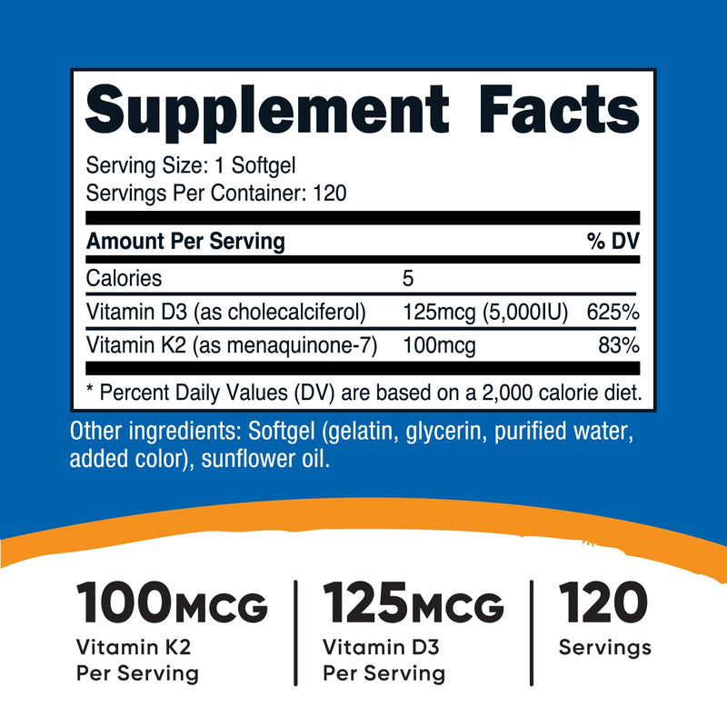 Nutricost Vitamin K2 + Vitamin D3 Softgels