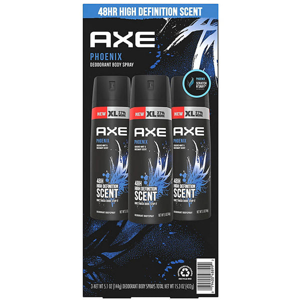 AXE Dual Action Body Spray Deodorant, Phoenix (5.1 oz., 3 pk.)