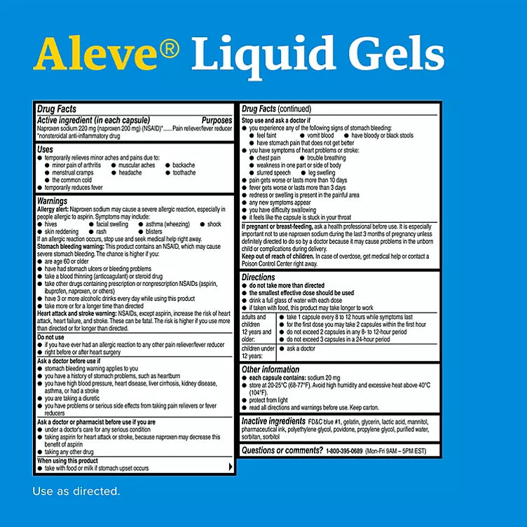 Aleve Naproxen Sodium Liquid Gels (120 ct.)