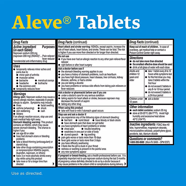 Aleve Naproxen Sodium Tablets, Soft Grip Arthritis Cap (320 ct.)