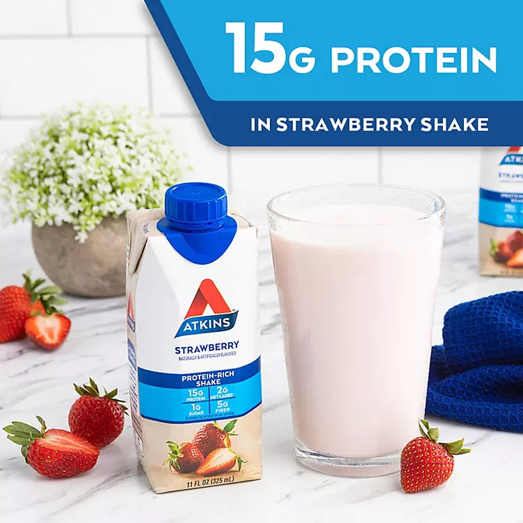 Atkins Gluten Free Protein-Rich Shake, Strawberry, Keto-Friendly (15 pk.)