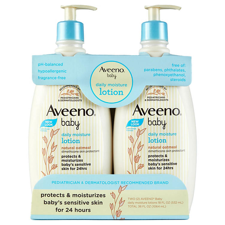 Aveeno Baby Daily Moisture Lotion, 24hr Protection (18 fl. oz., 2 pk.)