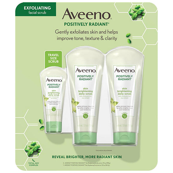 Aveeno Positively Radiant Brightening Face Scrub (3 pk.)