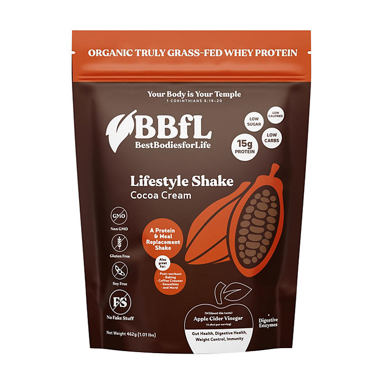 BBfL Organic Whey Based Lifestyle Protein Shake, Cocoa Cream (Choose Size)