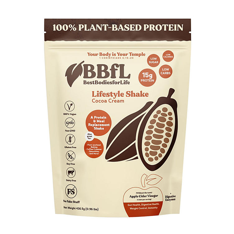 Item 1 of 11     Click to see expanded view BBfL Plant Based Lifestyle Protein Shake, Cocoa Cream  15.4 oz. Bag