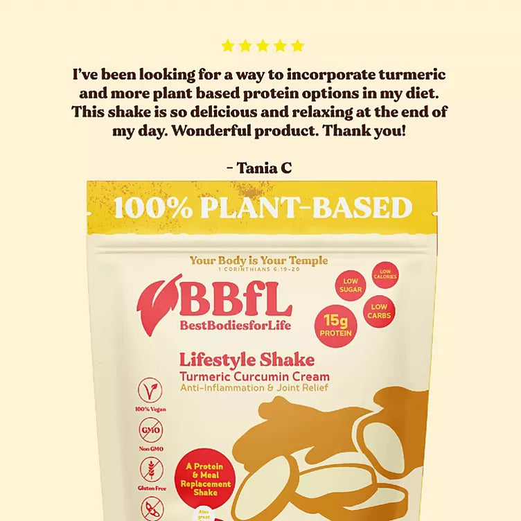 BBfL Plant Based Lifestyle Protein Shake, Turmeric (Choose Size)