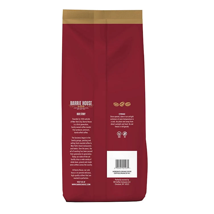 Barrie House Fair Trade Organic Whole Bean Coffee, Arrosto Scuro (32 oz.)