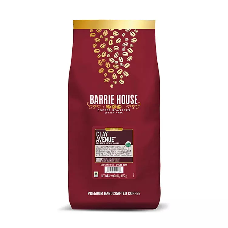 Barrie House Fair Trade Organic Whole Bean Coffee, Clay Avenue (32 oz.)