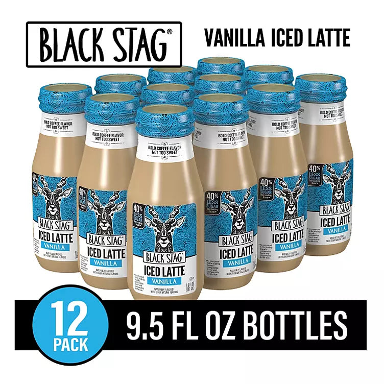 Black Stag Iced Latte, Vanilla Flavored, Ready to Drink (9.5 fl. oz., 12 pk.)