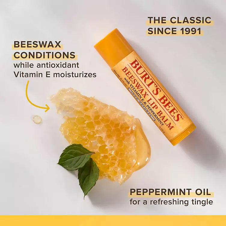Burt's Bees 100% Natural Origin Moisturizing Lip Balm, Original Beeswax & Ultra Conditioning, 8 Tubes