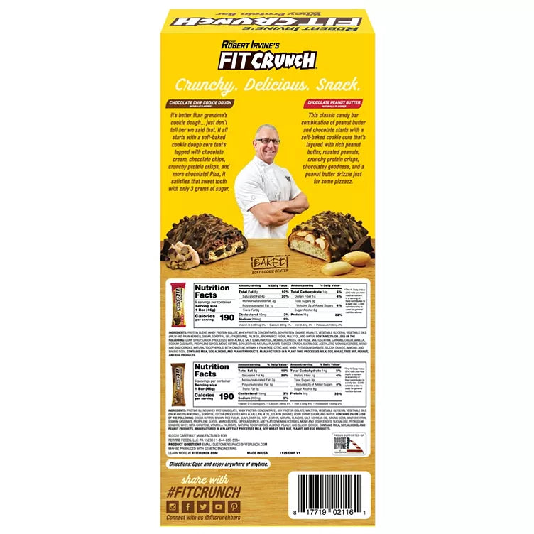 Chef Robert Irvine's FITCRUNCH High Protein Bars, Variety Pack (1.62 oz., 18 ct.)